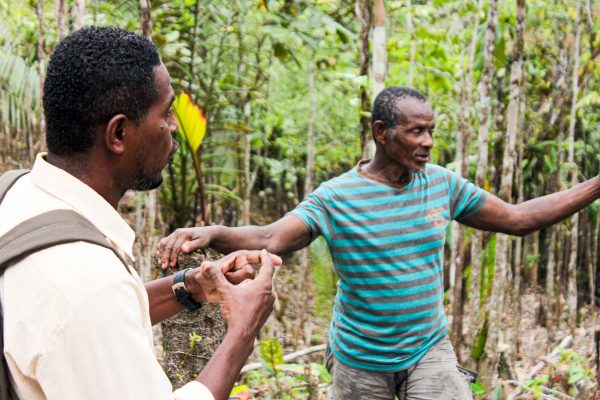 Community members discussing banana agroforestry in the Pacific Forest Communities project, Colombia.