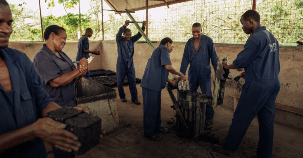 Eco charcoal initiative in the Kasigau carbon offset project in Kenya